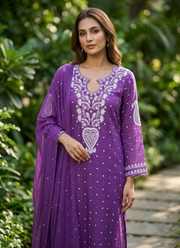 Mul Chanderi Chikankari Suit Set 12