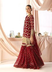 Deep Maroon Georgette Sharara Suit with Sequins Embroidery + Dupatta 5