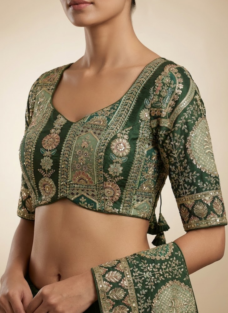 Partywear Women’s Blouse with Premium Padding & Back‑Open Design