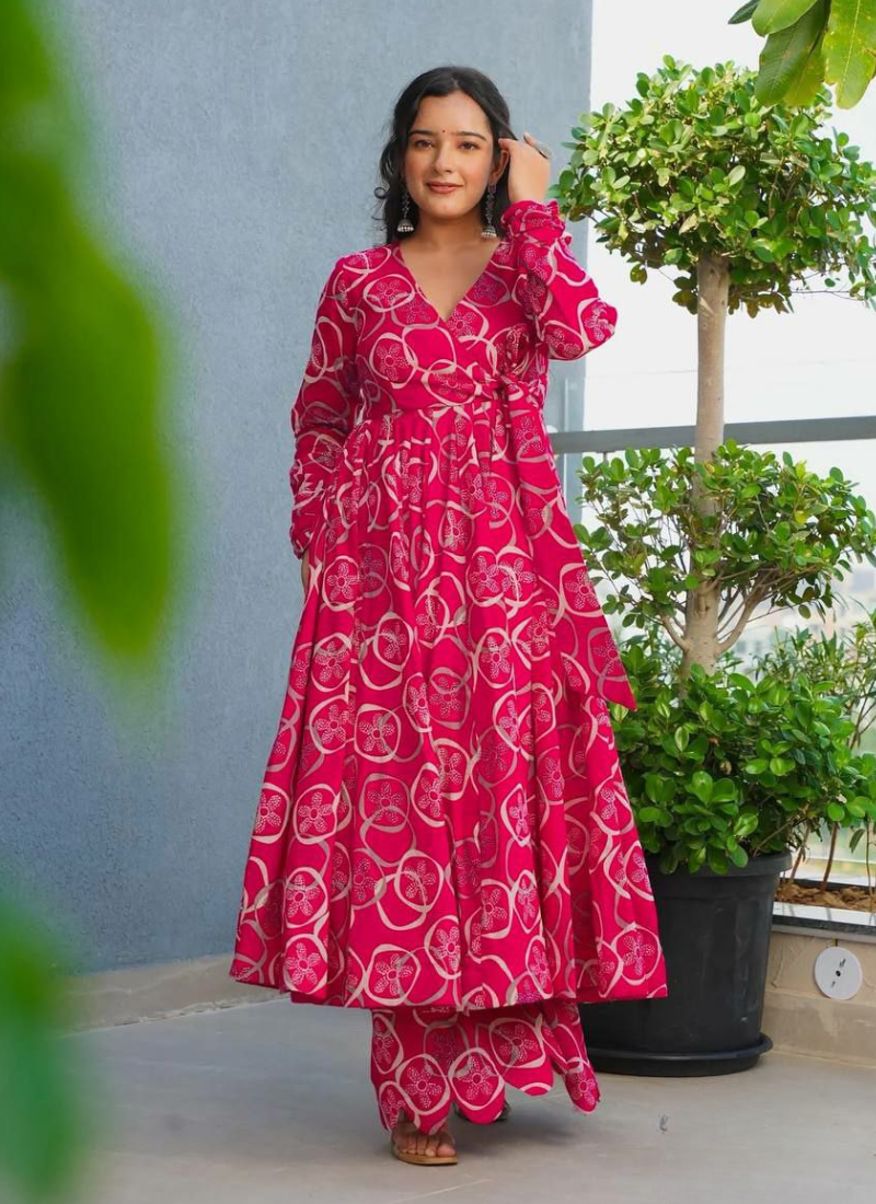 Heavy Rayon Anarkali Suit with Digital Print & Wide Flair
