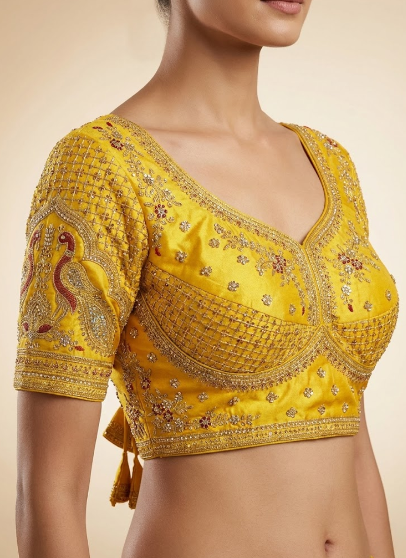 Partywear Women’s Blouse with Premium Padding & Back‑Open Design