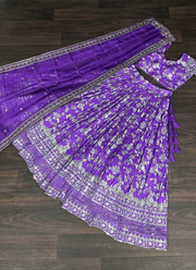 Purple Viscose Jacquard Lehenga Choli with Sequins Embroidery + Russian Silk Dupatta 5