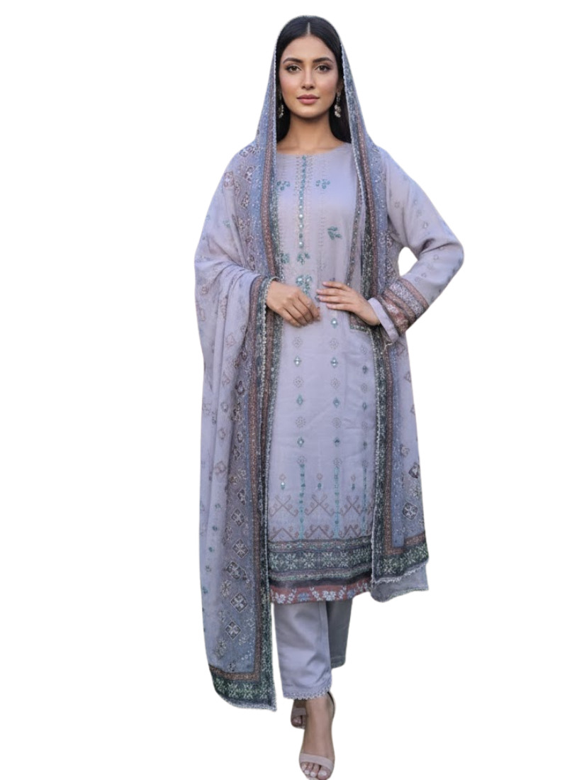 Grey Organza Salwar Suit – Dazzling Mirror Work