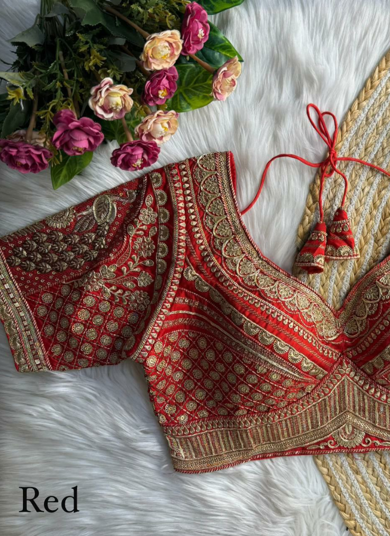 Roman Silk Women’s Blouse with Heavy Embroidery & Back‑Open Design