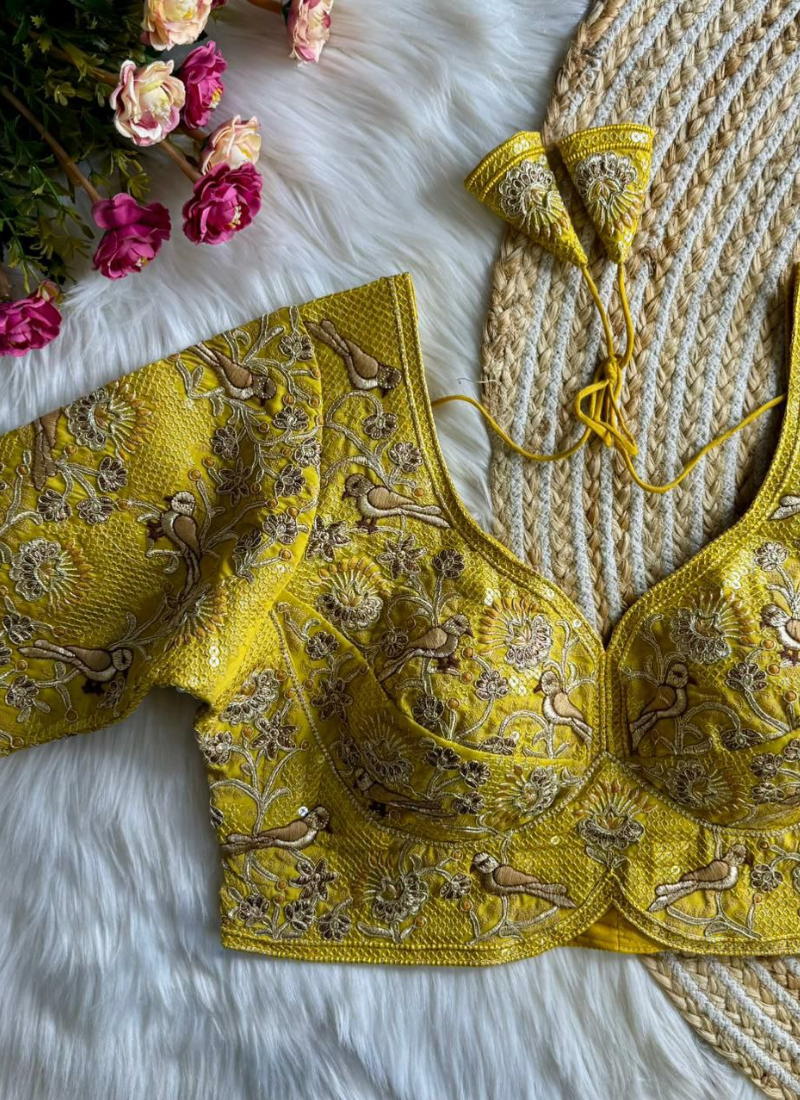 Roman Silk Women’s Blouse with Jari, Sequins & Codding Thread Work