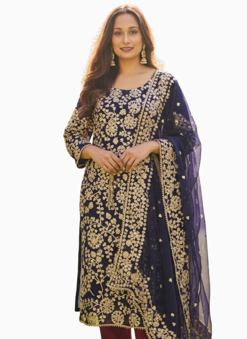 Pakistani Chiffon Fabric Gota Patti Salwar Kameez Set