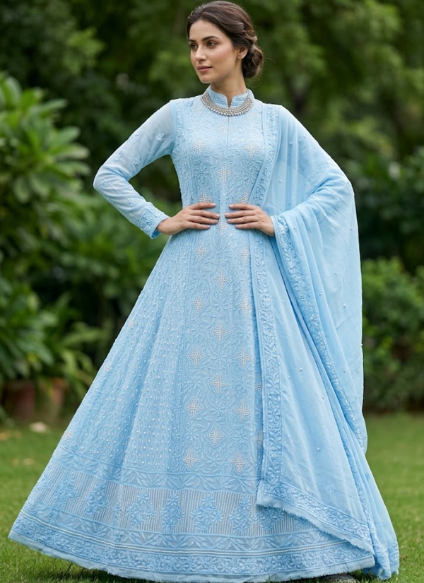 Pearl Chikankari Viscose Suit Set. Pearl Chikankari Suit Set