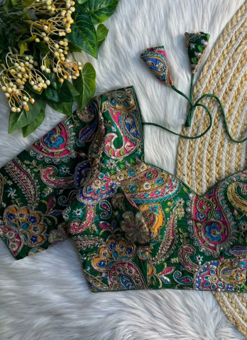 Crape Silk Women’s Blouse with Heavy Position Work & Back‑Open Design