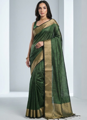 Banarasi Silk Saree with Zari Weaving, Border & Pallu + Blouse Piece 12