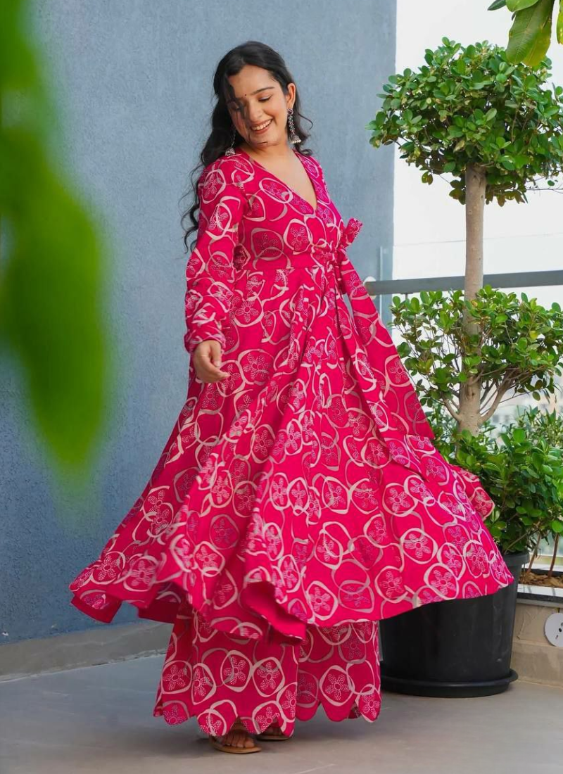 Heavy Rayon Anarkali Suit with Digital Print & Wide Flair