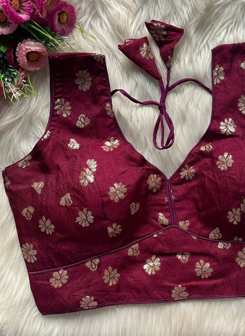 Cosmos Viscose Jequard Silk Women’s Blouse with Heavy Partywear Design