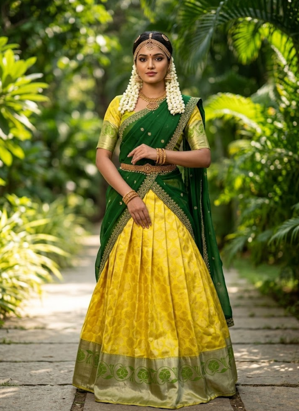 South-Style Kanjivaram Silk Lehenga | Luxury Indian Wedding Lehenga Online Australia