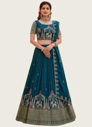 Pure Vichitra Embroidered Lehenga Choli Set 2