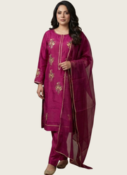 Hot Magenta Silk Salwar Kameez with Zari & Sequence Work 8