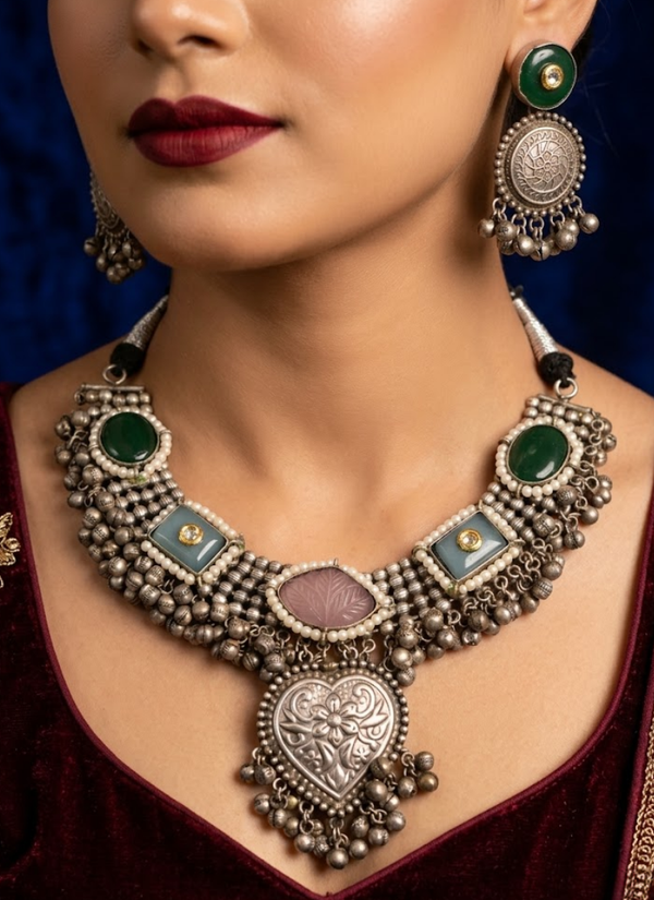 Lavana Silver Necklace Set