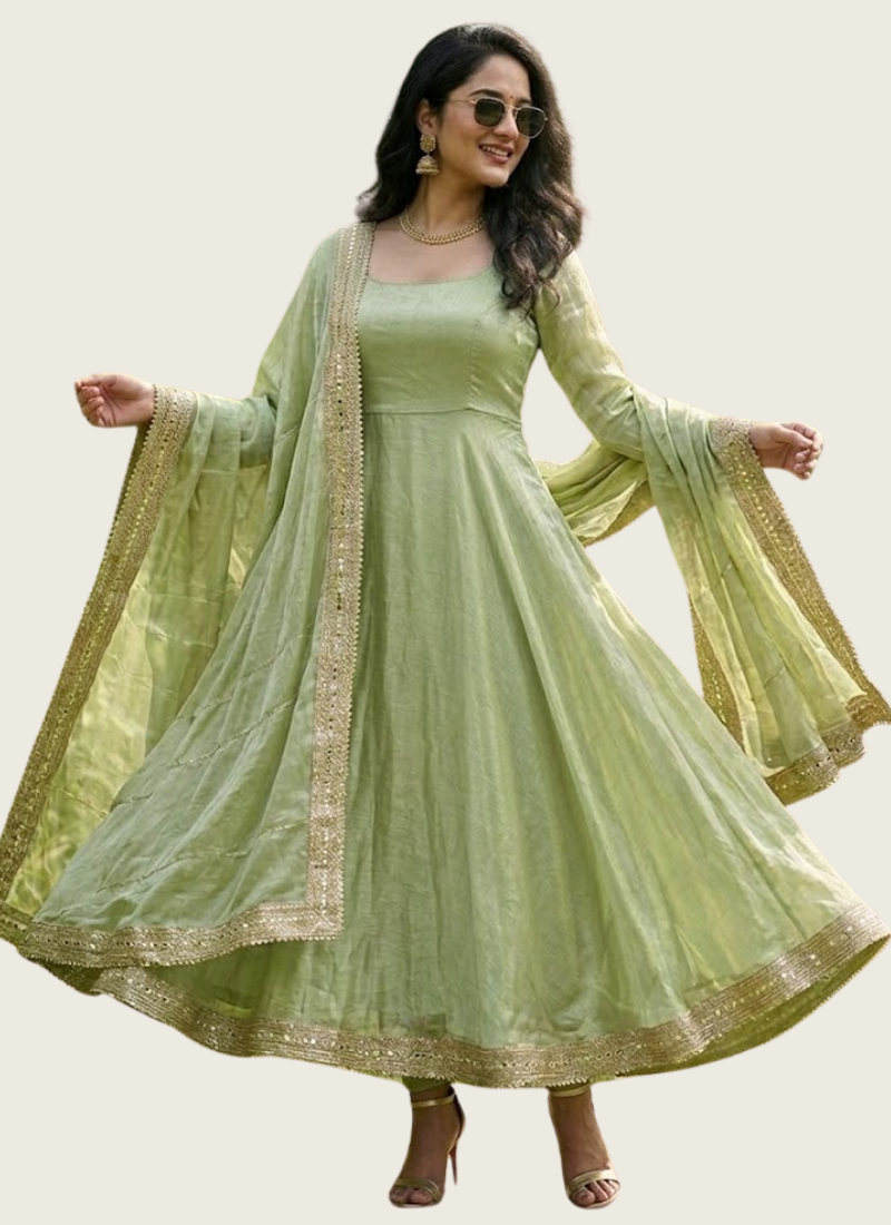 Fendy Silk Gown Set with Sequin &amp; Thread Work, Indian gown Australia