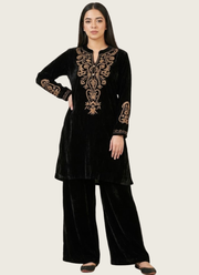 Velvet Embroidered Co‑Ord Set for Women (Kurti + Palazzo) 2