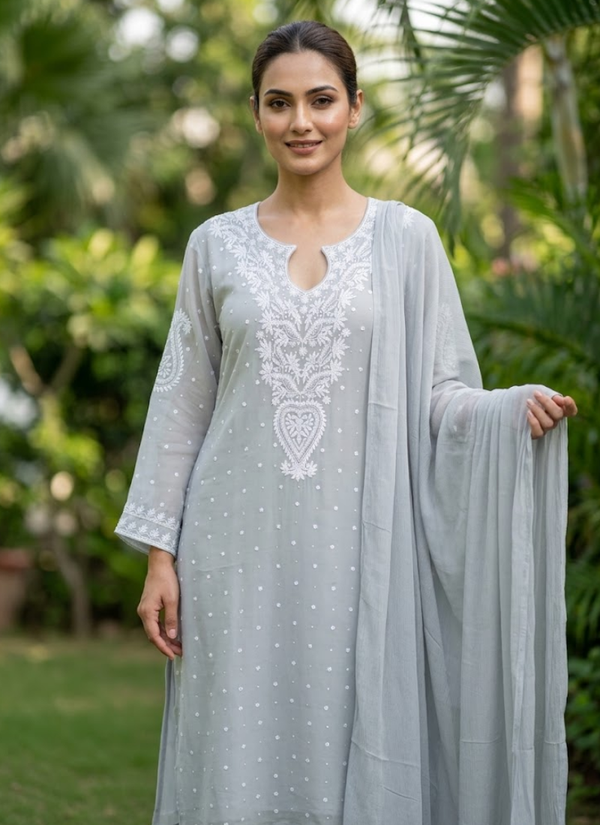 Mul Chanderi Chikankari Suit Set, Women's Festive Wear Australia