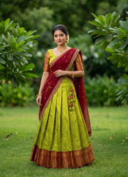 South-Style Kanjivaram Silk Lehenga, Traditional Indian Silk Lehenga for Weddings & Festivals Australia 1