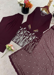 Faux Georgette Farshi Salwar Suit – Organza Dupatta 6
