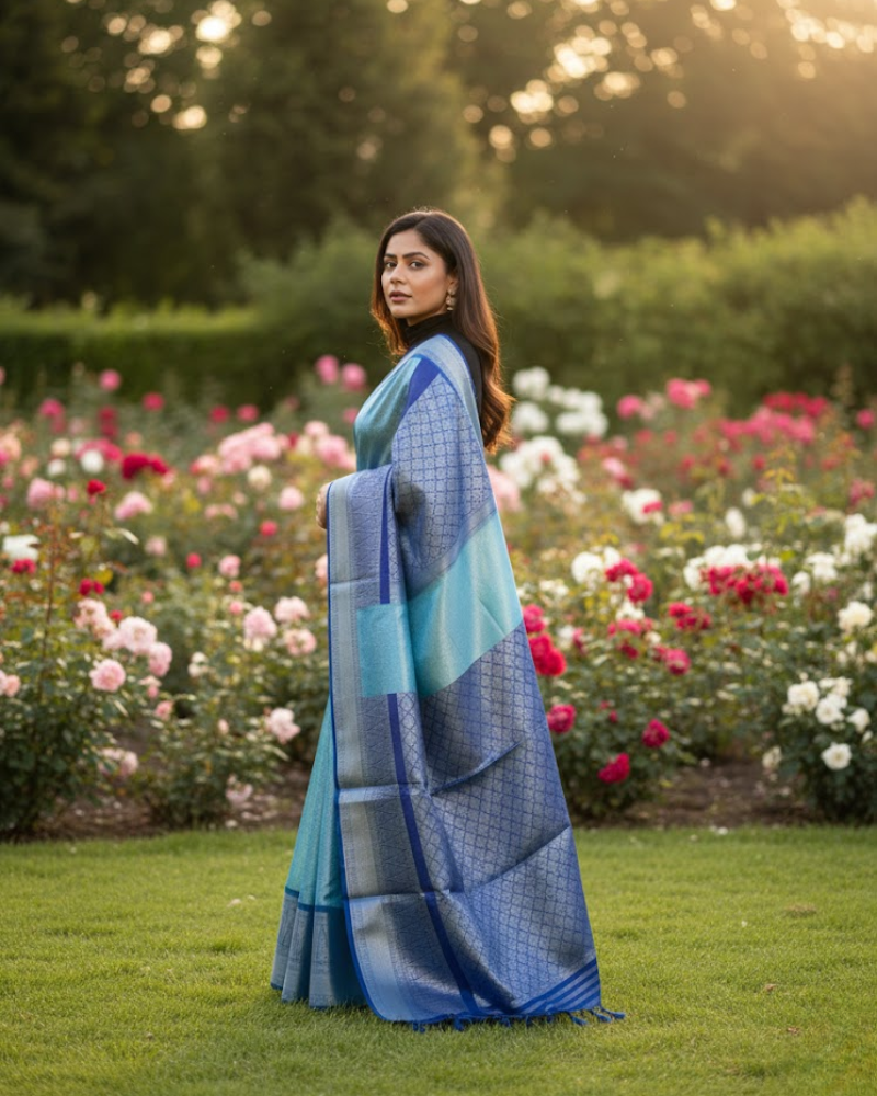 Tissue Saree – Elegant Silver Mari Work