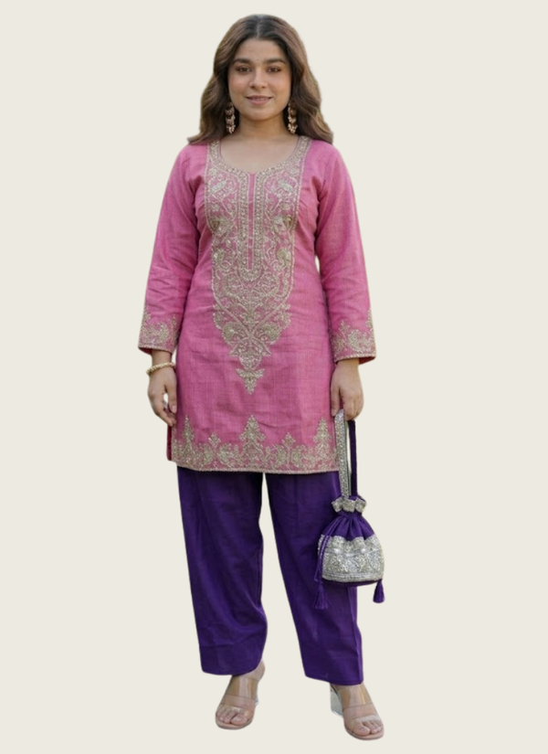 Viscose Indian clothing online PerthEmbroidered Set with Batwa Bag, 