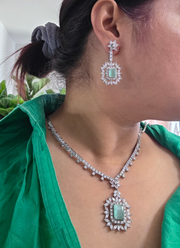 Diamond Cut Necklace & Earring Set with Blue Stone Setting 6