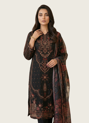 Black Organza Salwar Suit with Pearl Embroidery 1