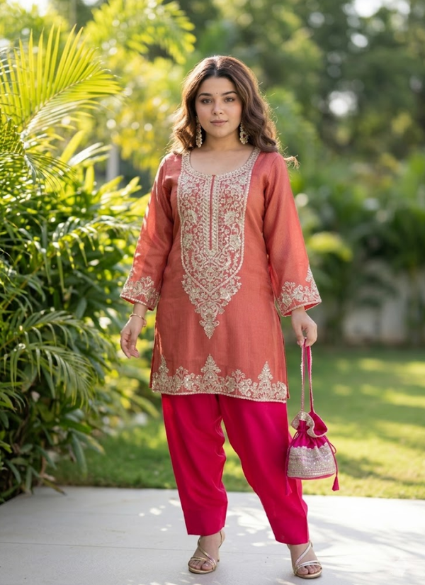 Viscose Embroidered Set with Batwa Bag