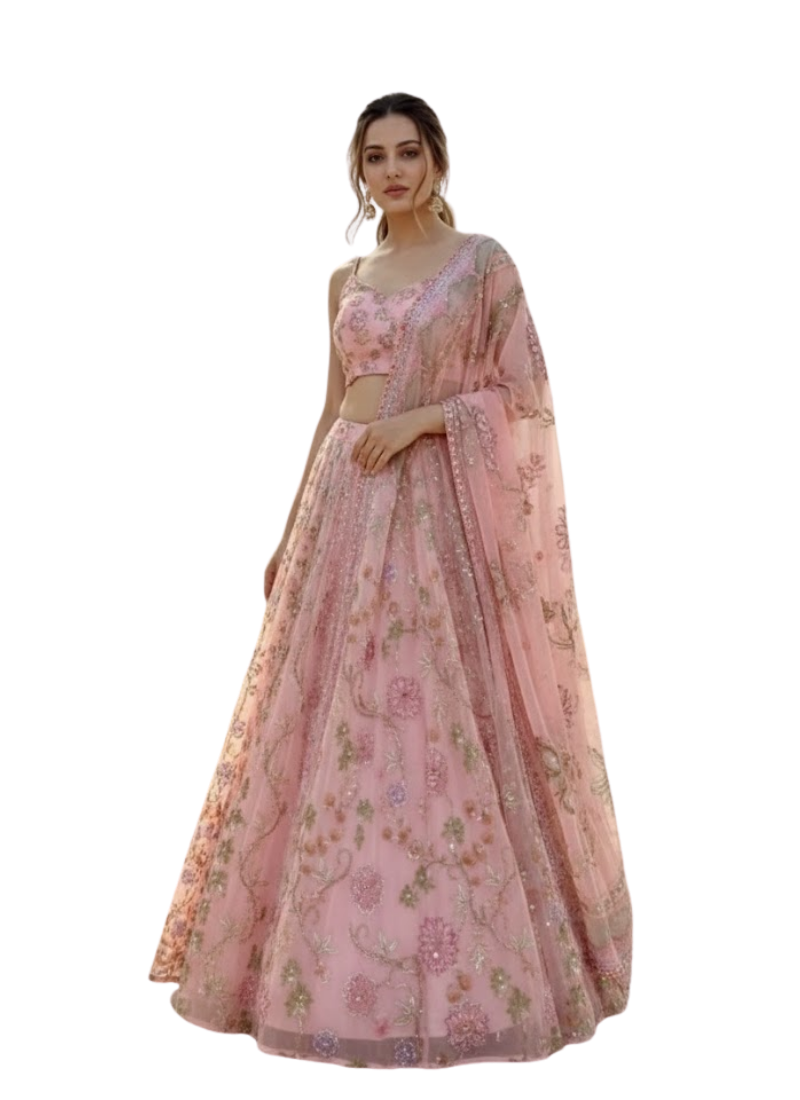 Taby Silk Lehenga Choli with Mirror & Sequin Work