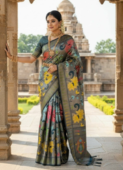 Paithni Silk Saree with Zari Border & Blouse Piece 11