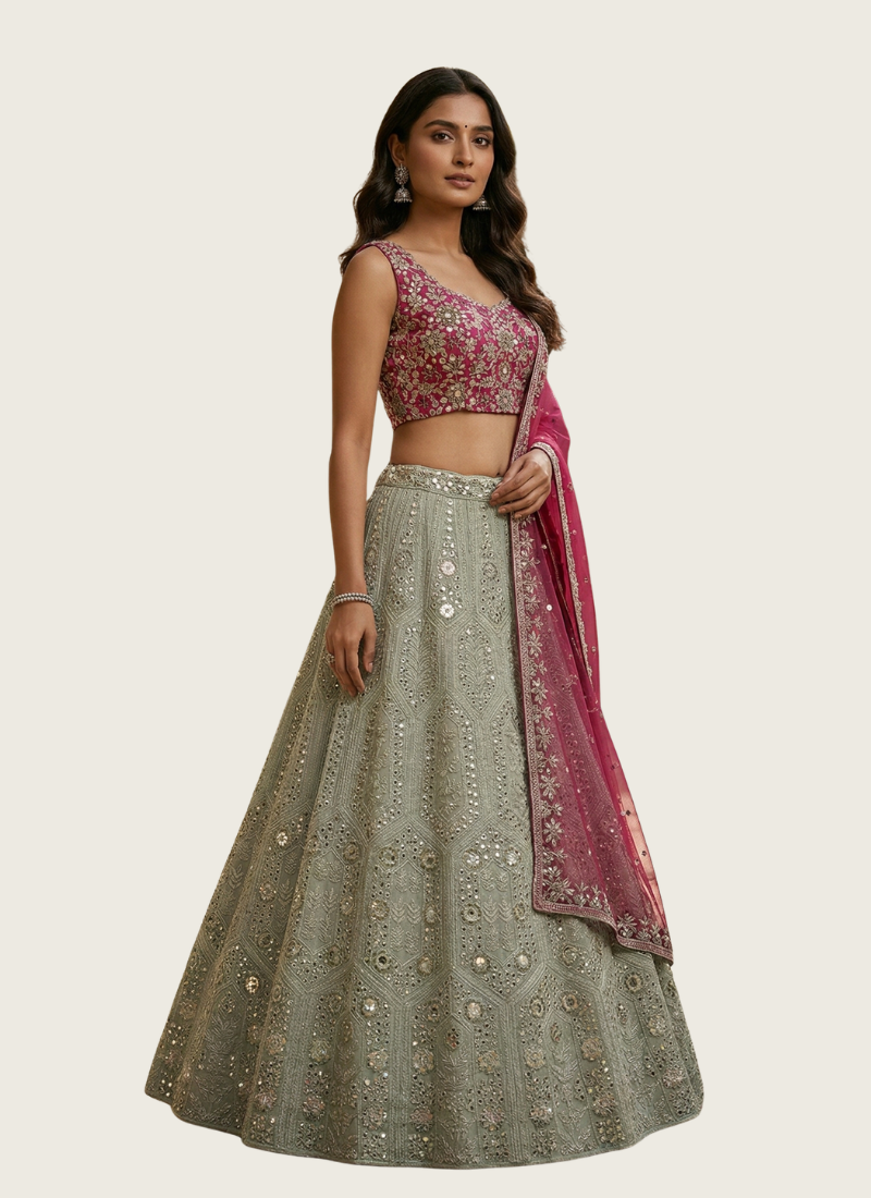 Faux Georgette Lehenga Choli with Net Dupatta