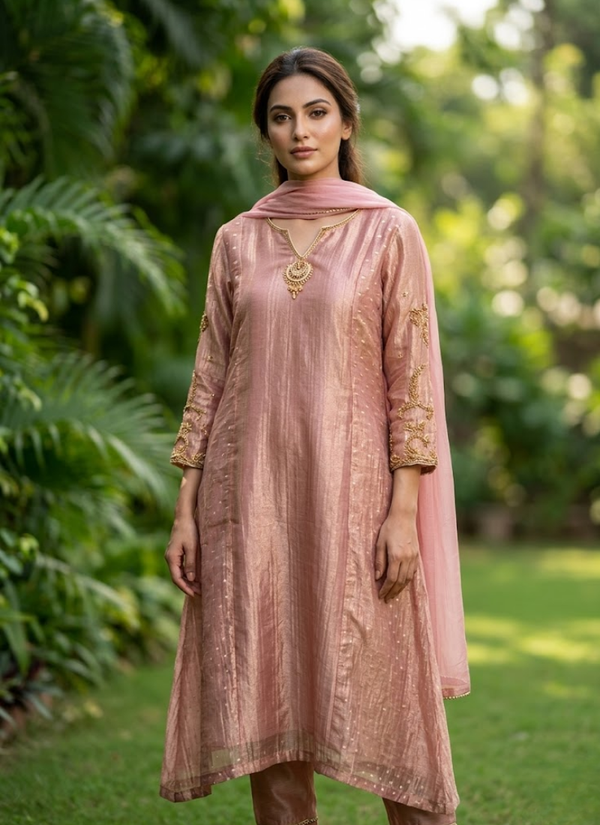 Tissue Kurta Set – Heavy Work with Pant & Dupatta (4 Colors), Traditional Indian Dress Australia