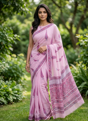 Vegetable Dye Double Diamond Chiffon Saree – With Blouse Piece 1