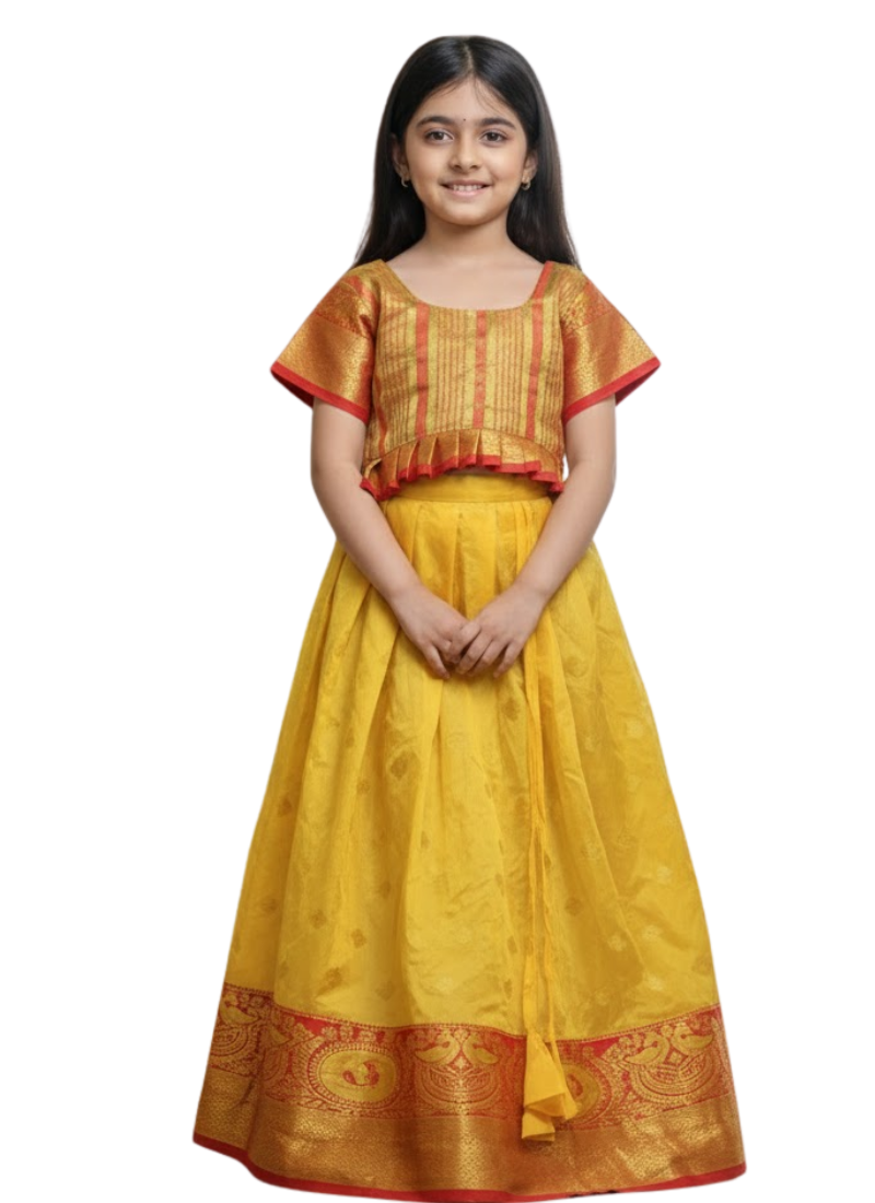 Yellow Silk Kids Lehenga Choli – Festive Wear