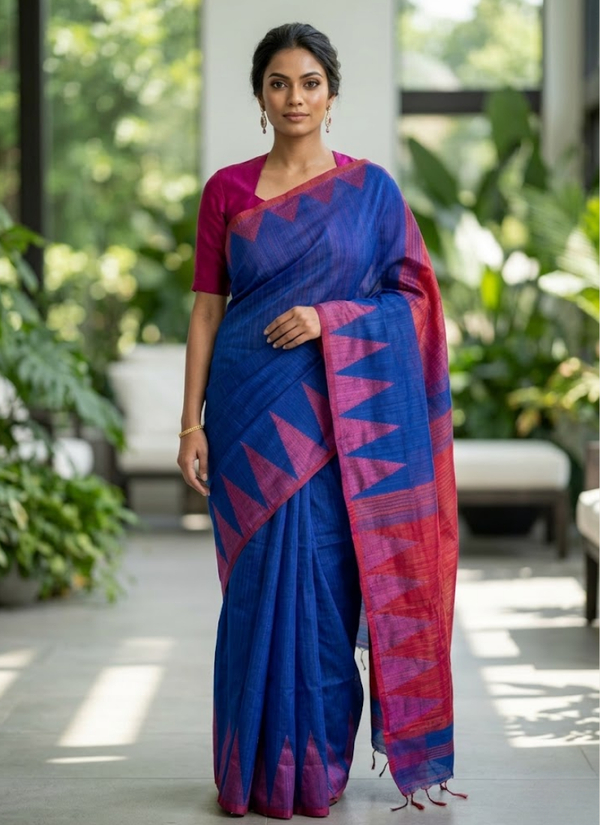 Temple Handloom Cotton Silk Saree with Blouse, Indian wedding saree Perth
