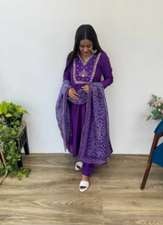 Dark Wine Chanderi Cotton Anarkali Gown with Taby Silk Dupatta 2