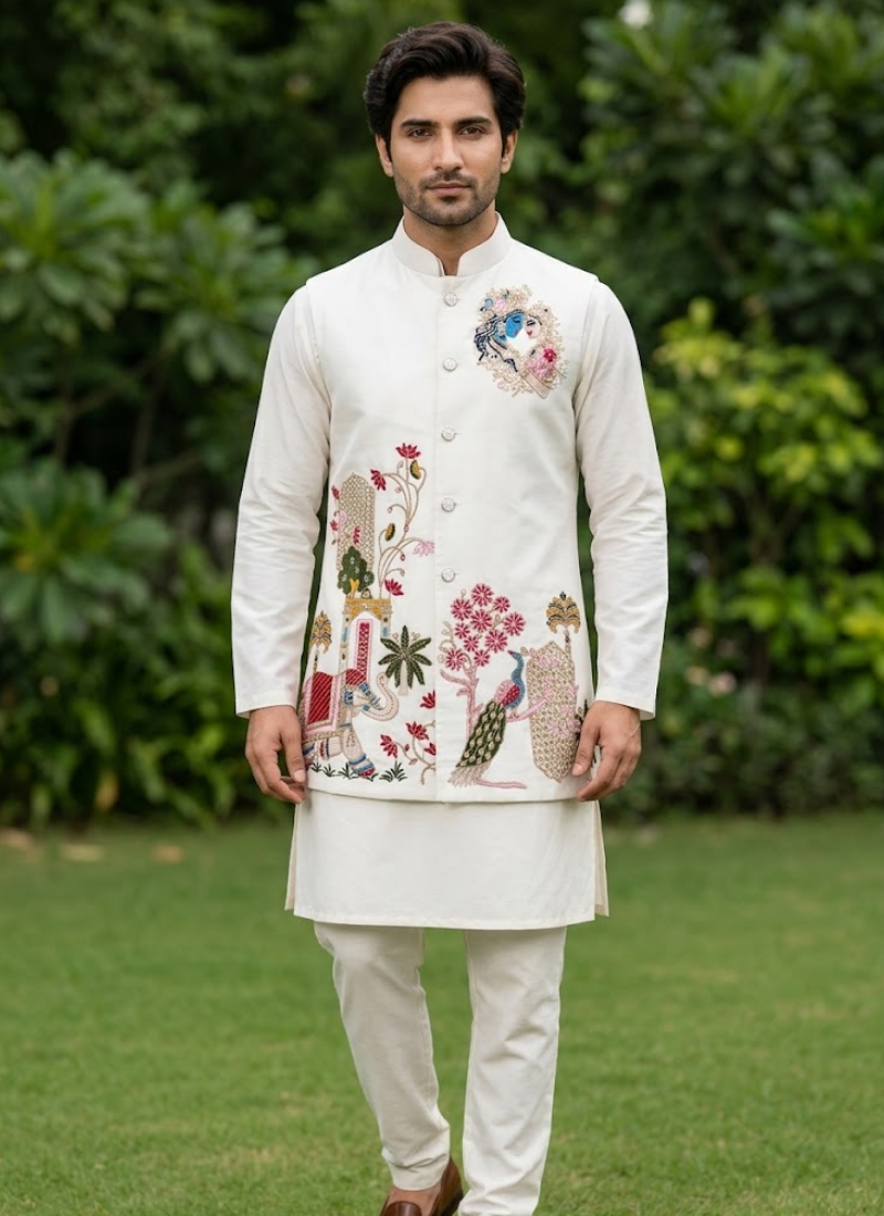 Indian Men’s Koti Set | Malai Satin Wedding & Festive Wear in Australia Australia