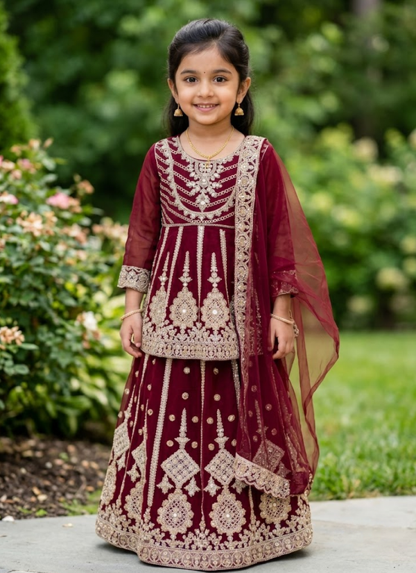 Baby Girl’s Net Lehenga – Embroidery Work Australia