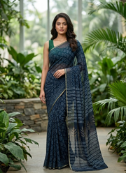 Vegetable Dye Double Diamond Chiffon Saree, Traditional Indian Designer Saree Australia 1
