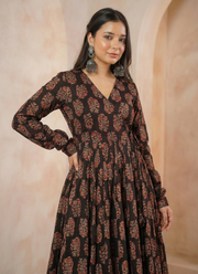 Anarkali Gown in Heavy Rayon with Digital Print Work + Bottom 4