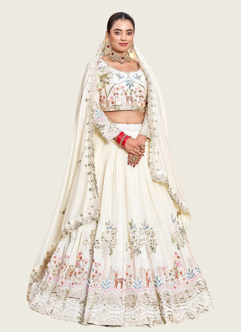Pure Vichitra Embroidered Lehenga Choli Set, Indian woman online shop in Australia