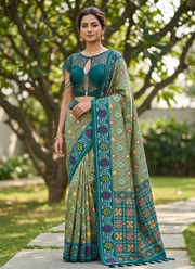 Karishma Patola Silk Saree – Premium Soft Silk with Zari Weaving & Meena Kari Border 1