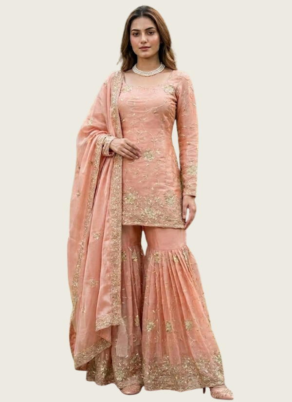 JMC Silk Sharara Set with Embroidered Dupatta, Indian wedding outfits perth Australia
