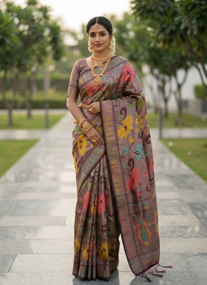 Paithni Silk Saree, Authentic Paithni craftsmanship with jacquard artistry