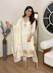 Luxury Viscose Silk Salwar Kameez with Embroidered Chanderi Dupatta 2