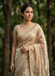 Space Silk Saree with Sequin & Zari Embroidery & Matching Blouse 2
