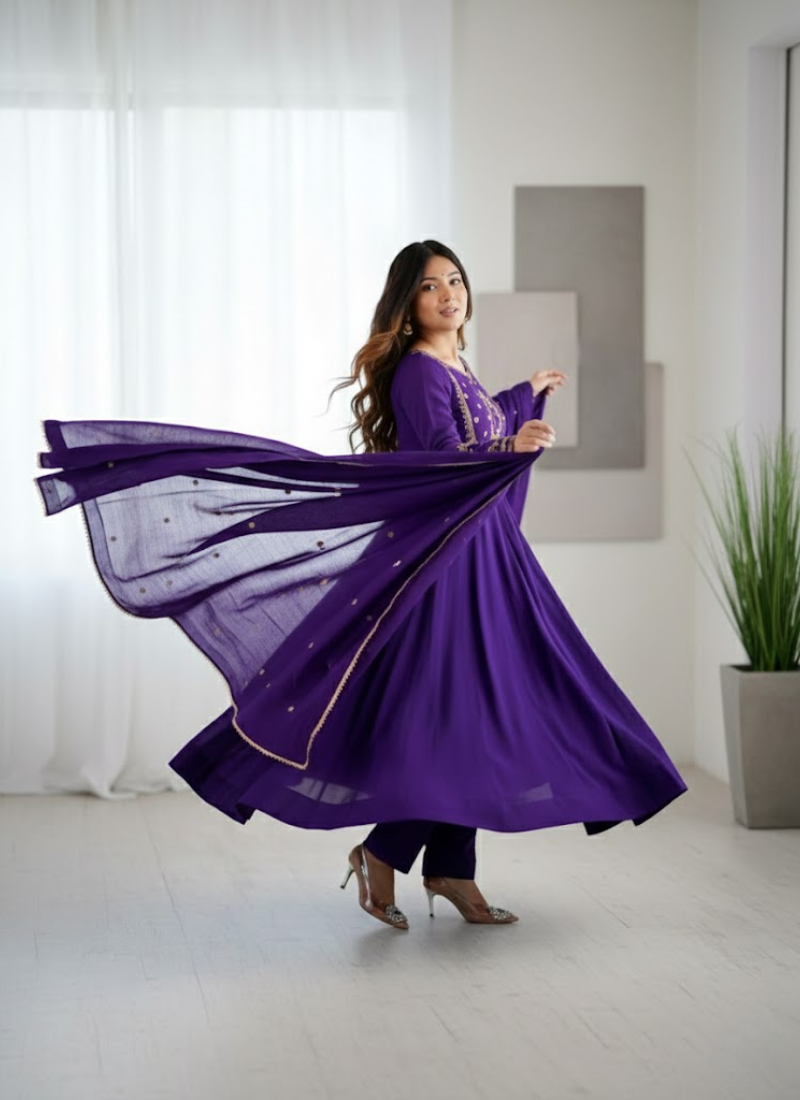 Royal Chanderi Silk Anarkali with Dupatta