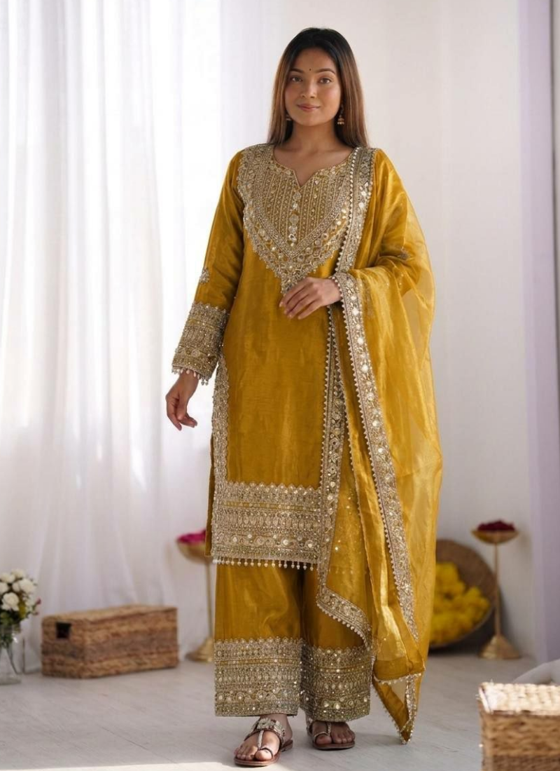 Fendy Silk Kurta Set with Dupatta – Embroidery & Lace Border