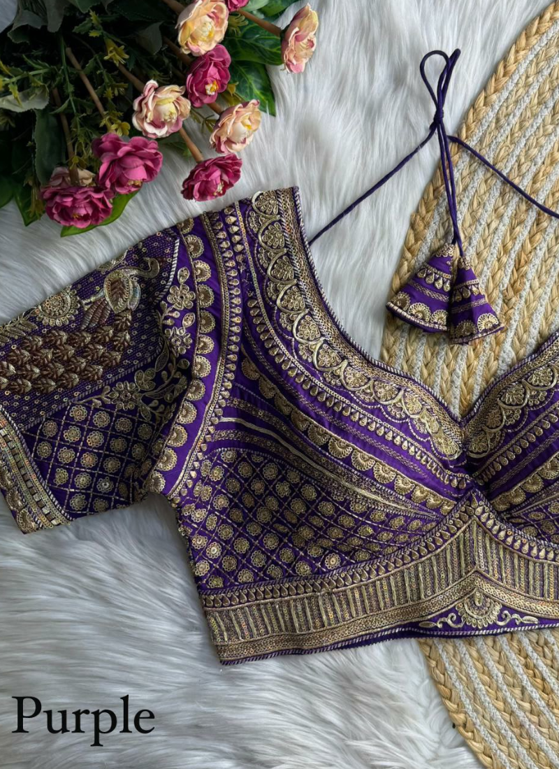 Roman Silk Women’s Blouse with Heavy Embroidery & Back‑Open Design